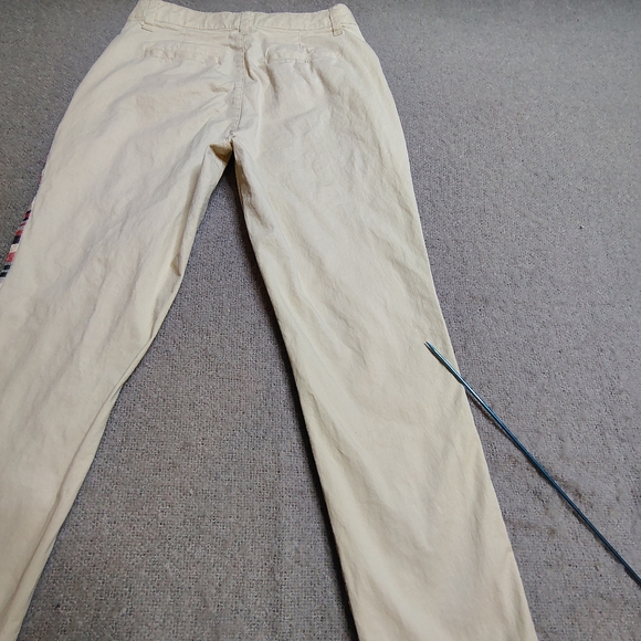 Gap Chino Pants Womens Size 28x28 French Vanilla Embellished Colorblock Trim Y2K - Picture 10 of 13